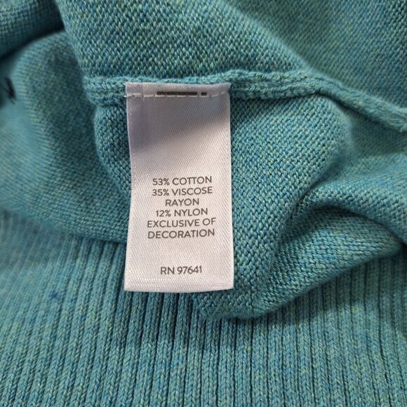 J Jill polka dot teal sweater size large - Picture 3 of 6